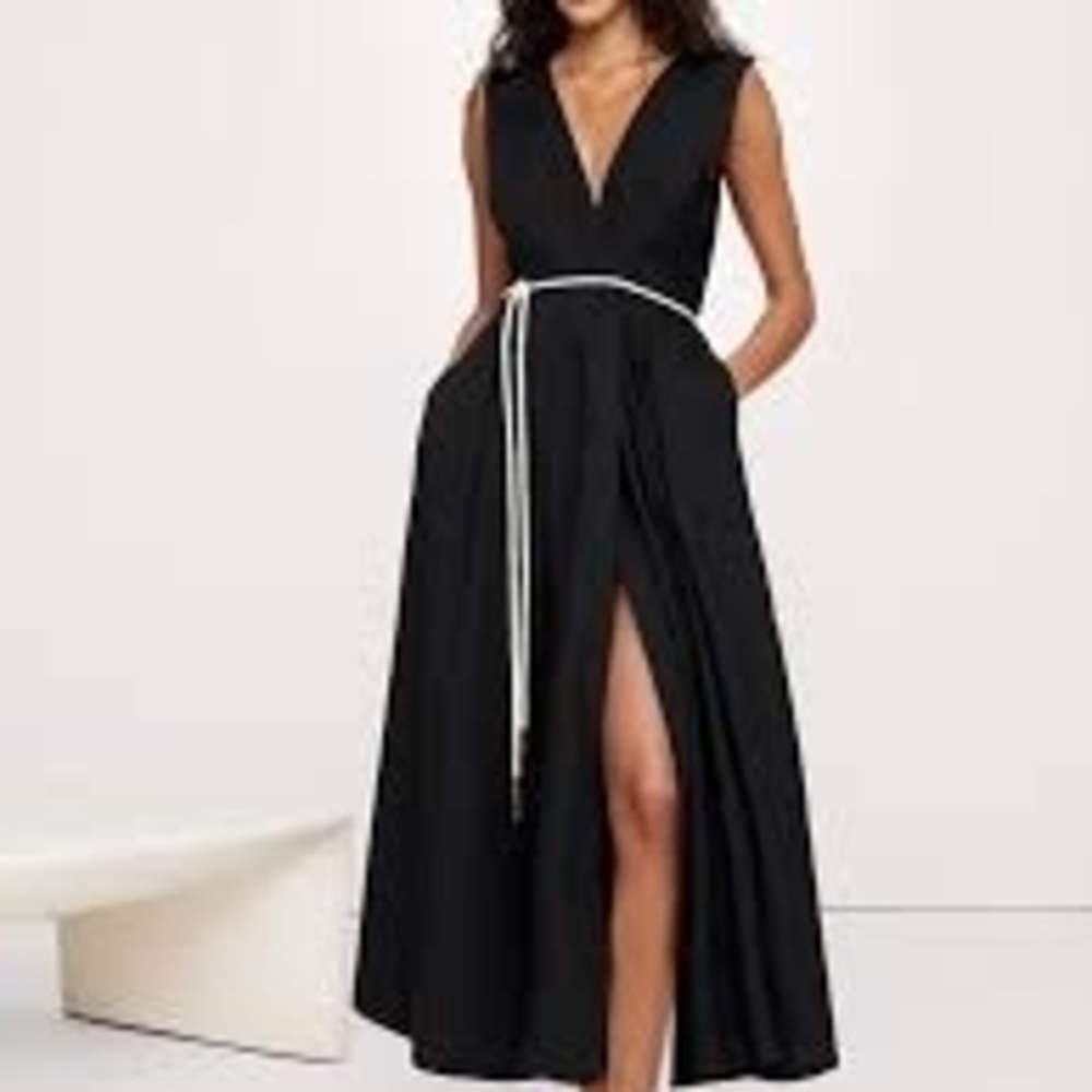 Banana Republic Black Maxi Dress with White Belt